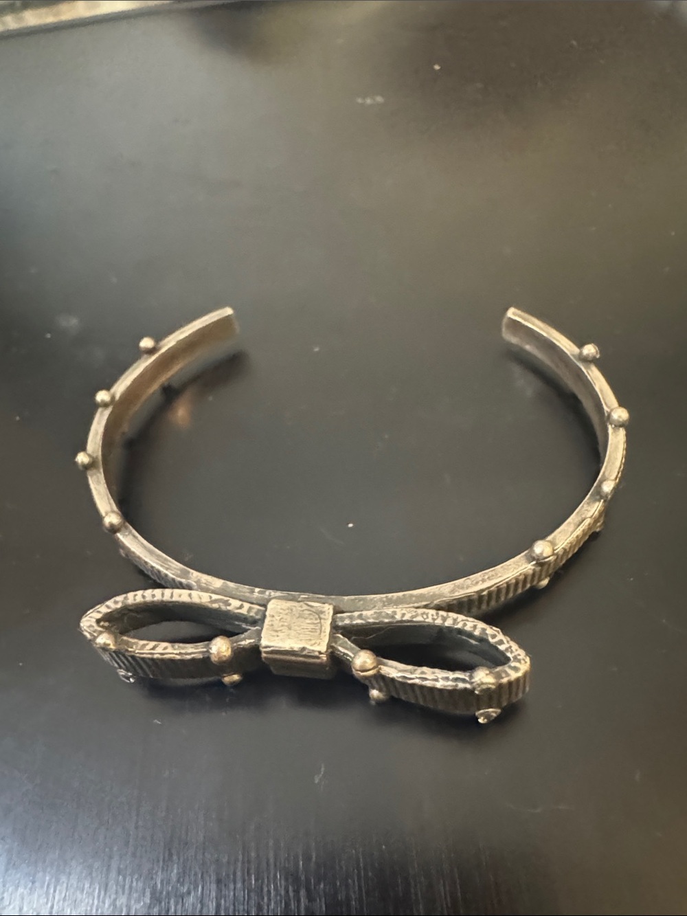 Textured Silver Bow Cuff Bracelet for Women